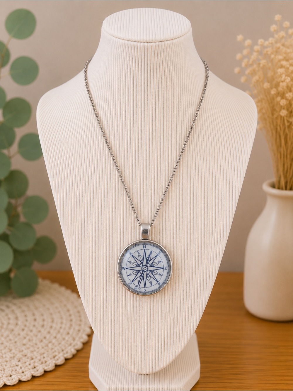 Handmade Compass Pendant Necklace